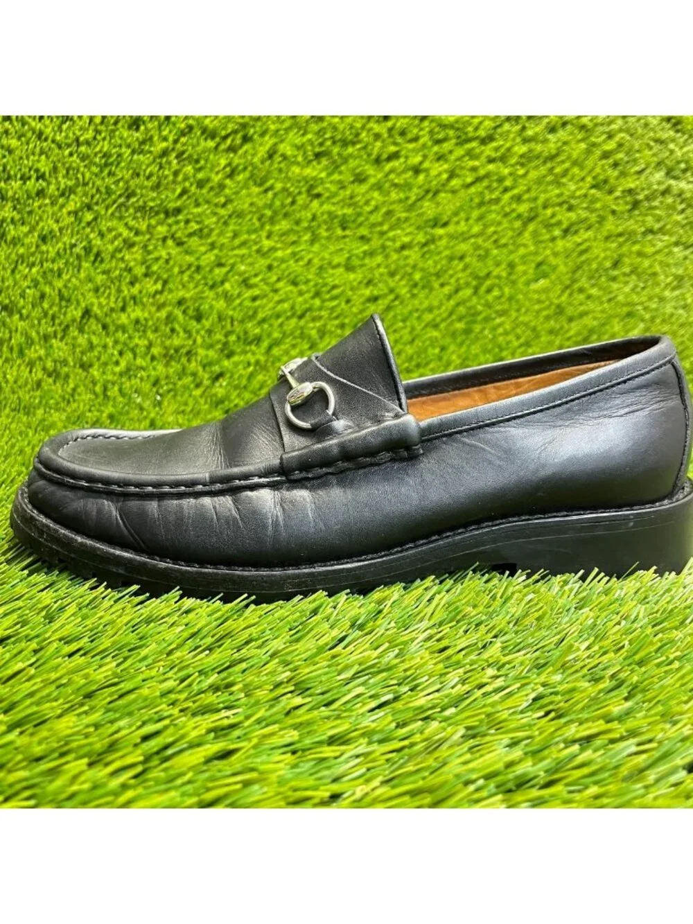 Gucci Horsebit Mens Size 9.5B Black Casual Classic Leather Slip On Loafers Shoes